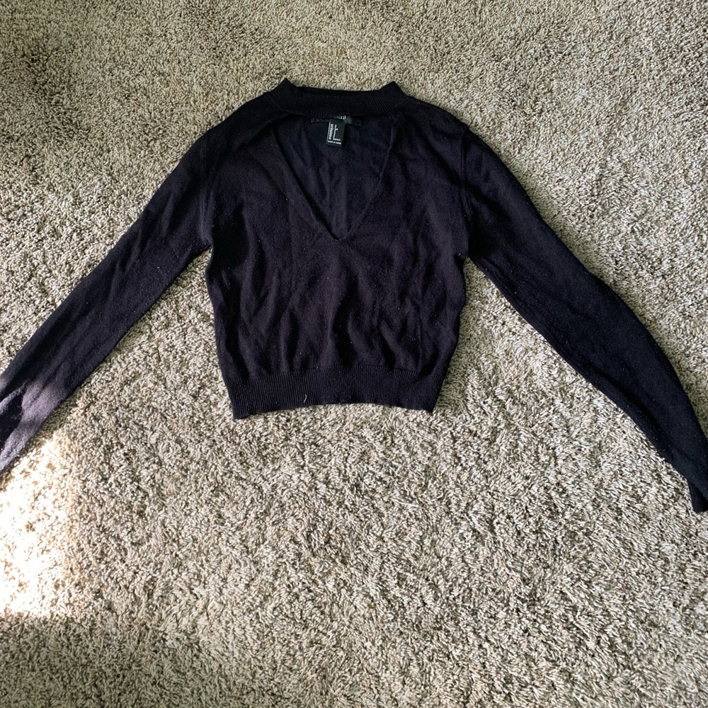 Forever 21 Black Long sleeve cutout top